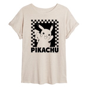 Women's - Pokémon - Pika Checkers Oversized Graphic T-Shirt - 1 of 4