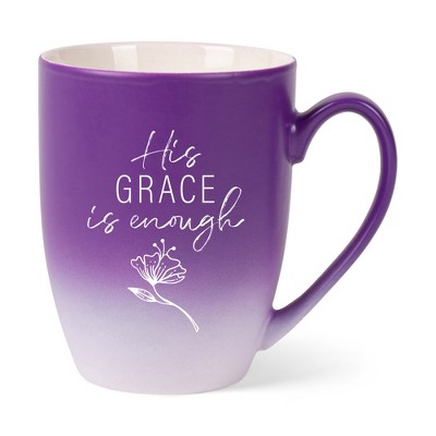Elanze Designs His Grace Is Enough Two Toned Ombre Matte Purple and White 12 ounce Ceramic Stoneware Coffee Cup Mug