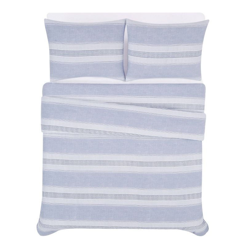 Stripe Flannel Comforter Set Blue/White - London Fog, 5 of 8