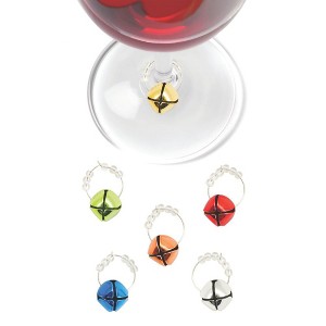True Jingle: Holiday Wine Charms for Glass Identification, Drink and Party Accessories, Jingle Bells drink markers, set of 6 - 1 of 3