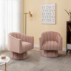 SEYNAR Modern Glam Velvet Upholstered Round 360 Degree Swivel Accent Barrel Chair Set of 2 - 2 of 4