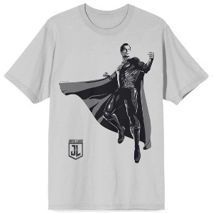 Justice League Movie Superman & Logo Adult Soft Gray Crew Neck Short Sleeve T-shirt - 1 of 3