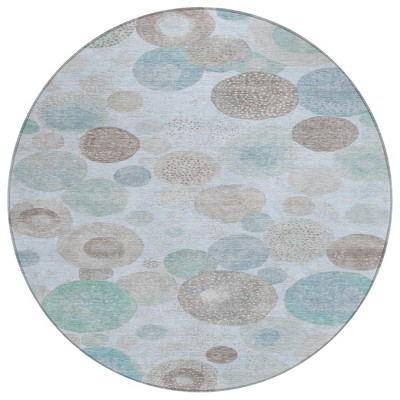 Sky Blue Brown And Beige Geometric Washable Indoor Outdoor Area Rug