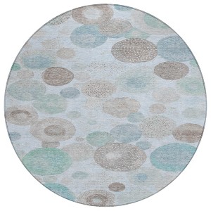 Sky Blue Brown And Beige Geometric Washable Indoor Outdoor Area Rug - 1 of 4