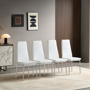 KTMBDW Dining Chairs Set of 4, Upholstered Kitchen Chairs with Padded Seat and  Chrome Plated Legs for Dining Room, Restaurant, Armless Design - 1 of 4