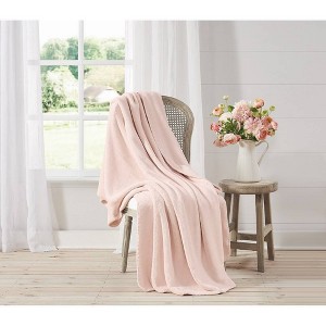 The Farmhouse by Rachel Ashwell 50"x70" Solid Pink Throw Blanket - 1 of 4