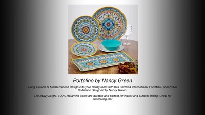 Portofino Bohemian Floral Melamine Dinner Plate Set, 6 Pieces