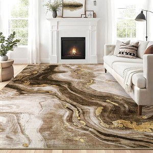 Acekool Machine Washable Area Rug, Non-Slip Low Pile Soft Accent Carpet, Easy-Clean Stain-Resistant Modern Abstract Rug for Living Room Bedroom Office - 1 of 4