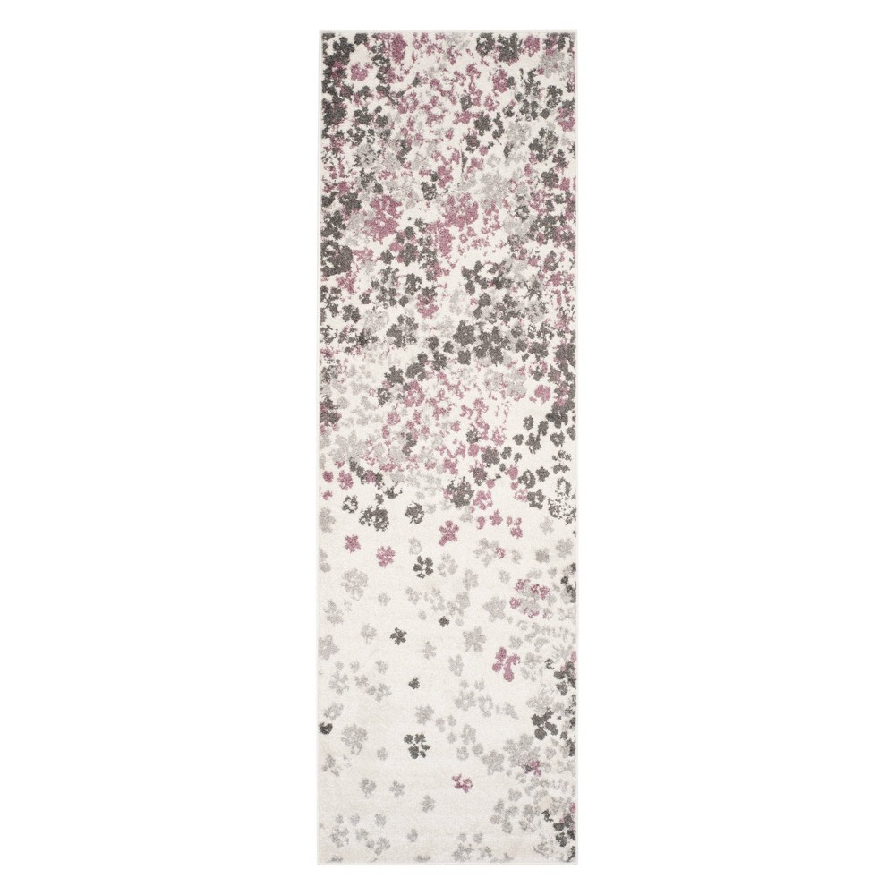 2'6inx12' Runner Floral Ivory/Purple - Safavieh