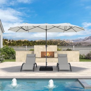 PURPLE LEAF 13ft Patio Market Umbrella and Base Double-Sided Rectangle Outdoor Table Sun Umbrellas with Crank - 1 of 4