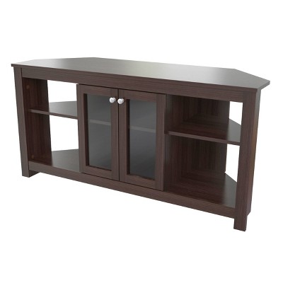 Corner TV Stand for TVs up to 60" with Glass Doors Espresso - Inval