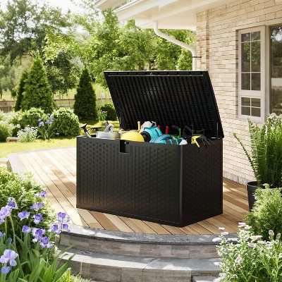 thumbnail image 2 of AWFHHT 100 Gallon Deck Box, Waterproof Resin Outdoor Storage Box With 2 of 13