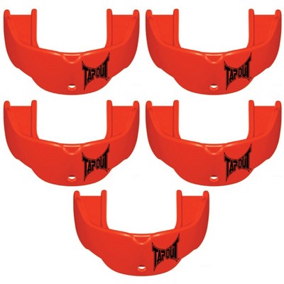 Tapout Adult Protective Sports Mouthguard with Strap 5-Pack - Neon Orange
