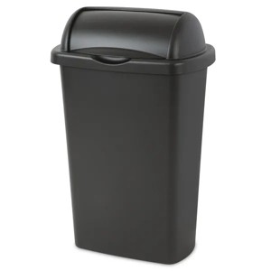 13 Gallon Roll Top Wastebasket, Large Trash Can with Easy Open Lift Lid for Kitchen, Black - 1 of 3