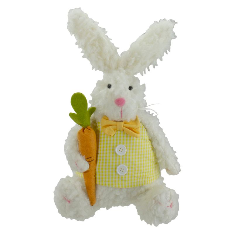 Northlight 14" Plush White Sitting Easter Bunny Rabbit Holding a Carrot Spring Figure, 1 of 6