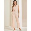 INSPIRE CHIC Women's Casual Sleeveless Shawl Collar Office Belted Cropped Jumpsuit - 2 of 4