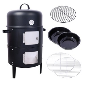 NicBex 16/17" 3-In-1 Steel Charcoal Smoker,2-Tier Vertical BBQ Grill Smoker with Bulit-in Thermometer,Air Vent&2 Access Doors,Idea for Paties,Backyard - 1 of 4