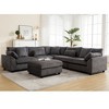 L-Shaped Sectional Sofas Couch Set, 6-Seater Corduroy Upholstered Deep Seat Sofa for Living Room, Comfortable Modular Sectional with 7 Free Pillows - 2 of 4
