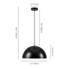 Rennnsan Domyre 15"W 1-Light Dome Modern Dimmable Pendant in Black - 3 of 4