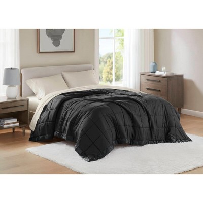 Soft Cozy Throw Blanket for All Seasons, Lightweight 100% Polyester Microfiber Bed Blanket, Black, King