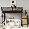 Sapphtopaz Loft Bed with Stairs & Storage Shelves Metal Queen Loft Bed with Guardrails & Wardrobe for Kids,Teen Bed Frame for Bedroom - 2 of 4