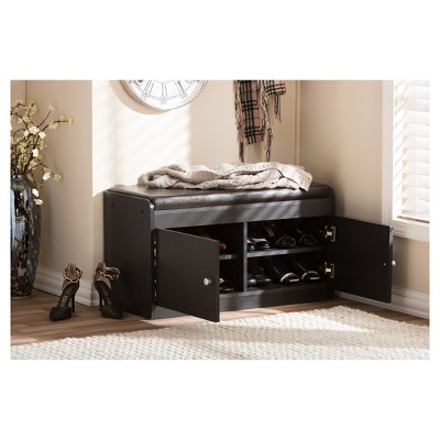 Margaret Espresso Dark Brown Shoe Cabinet with Cushioned Bench
