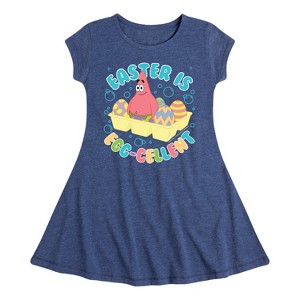 Girls' - SpongeBob Squarepants - Easter Is Egg Fit & Flair Cap Sleeve Dress - 1 of 4
