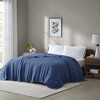 100% Cotton Solid Basket Weave Construction Bed Blanket, Knit Textile Lightweight Breathable Bedspread for Year-Round Use - 2 of 4