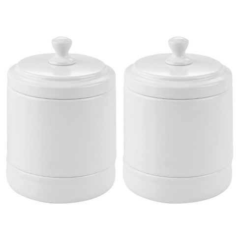 Mdesign Metal Bath Vanity Storage Organizer Canister 2 Pack Matte White Target