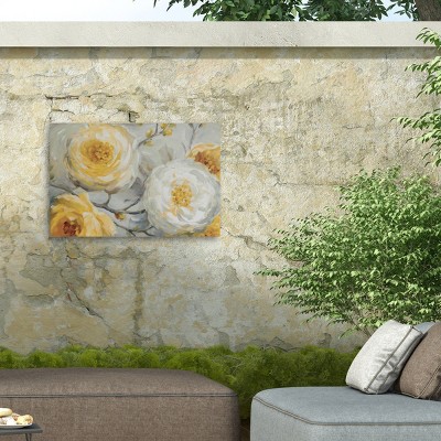 Lisa Audit Sunshine Yellow and White Floral Outdoor Canvas Print 30x47