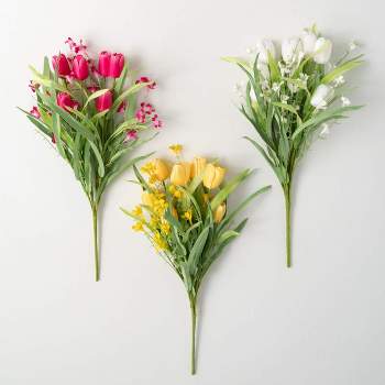 Sullivans 20" Artificial Spring Tulip Grass Bush Set of 3