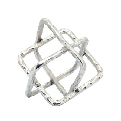 Textured Metal Geometric Sculpture for Home & Office - Glam Modern Accent Decor for Living Room & Bedroom