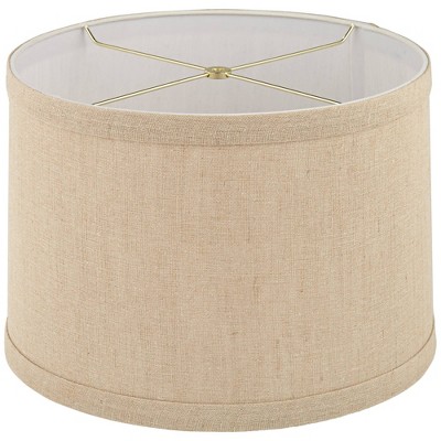 Taupe Linen Hardback Drum Lamp Shade with Harp and Finial