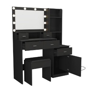 Ridstar 43.31 in. W Smart Dressing Table with Hair Dryer Rack For Bedroom & Dressing Room-Black - 1 of 4