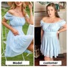 EXLURA Women's 2025 Summer Short Puff Sleeve Casual Short Mini Dresses Tie Back Square Neck A-Line Sundress - 3 of 4