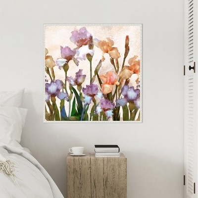 30" x 30" Purple and Peach Floral Canvas Print