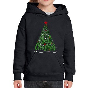LA Pop Art We Wish You A Merry Christmas - Girl's Word Art Hooded Sweatshirt - 1 of 4