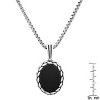 Steeltime 24" sterling silver and simulated black onyx oval pendant - 3 of 3