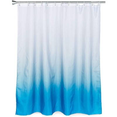Blue Ombre Shower Curtain Set with 12 Hooks for Bathroom Decor (70 x 71 Inches)