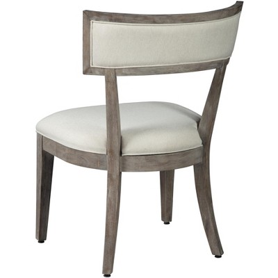 Gray Linen Upholstered Side Chair with Wood Frame