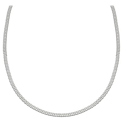 Women's Diamond Cut Flat Curb Chain in Sterling Silver - Gray (18")