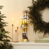 LuxenHome Lighted Nutcracker Gold Soldier with Silver Wreath, Battery Operated Xmas Decoration - 2 of 4