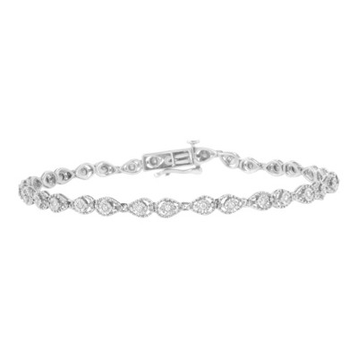 Haus of Brilliance Silver 1/2 cttw Miracle-Set Diamond Pear Shaped Link Bracelet