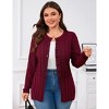 Plus Size Women's Open Knit Sweater Cardigan Round Neck Button Down Soft Casual Formal Outfits - 2 of 4