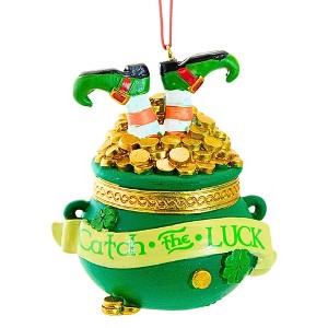 Kurt S. Adler 3.25 In Irish Pot Of Gold Ornament Gold Coins Leprechaun Feet Tree Ornaments - 1 of 3