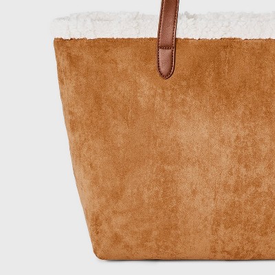 Cozy Alpine Cable Knit Faux Shearling Reversible Tote Handbag - Universal Thread Cream - image 5