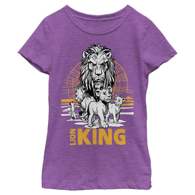Girl's Lion King Savannah Sunset Crew T-Shirt, 1 of 5