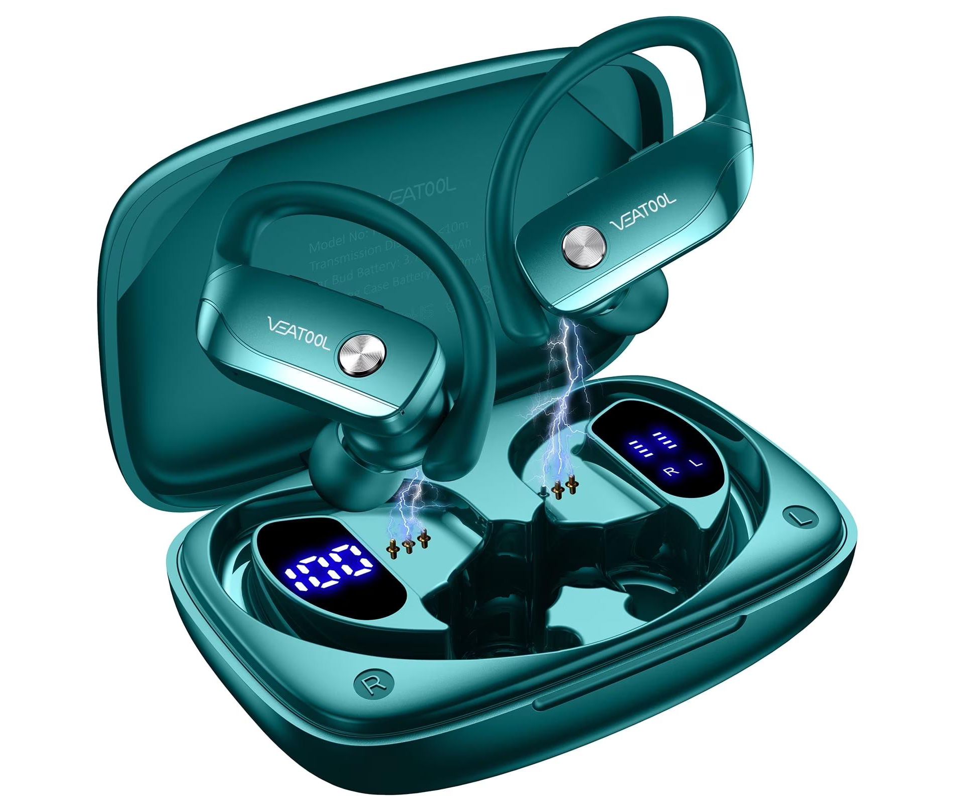 VEATOOL T6 Wireless Earbuds Bluetooth Headphone Sport, Bluetooth 5.4 Earbud, 72Hrs Earphone with Earhook