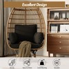 Extra Large 360° Rotating Egg Chair - Patio Rotating Rattan Egg Basket Lounge Chair with Steel Frame and 4 Cushions for Patio, Living Room and More - 4 of 4