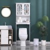 Erommy Over-The-Toilet Storage, Wooden Bathroom Organizer, with 2 Glass Doors & Adjustable Shelf for Bathroom, White - 2 of 4